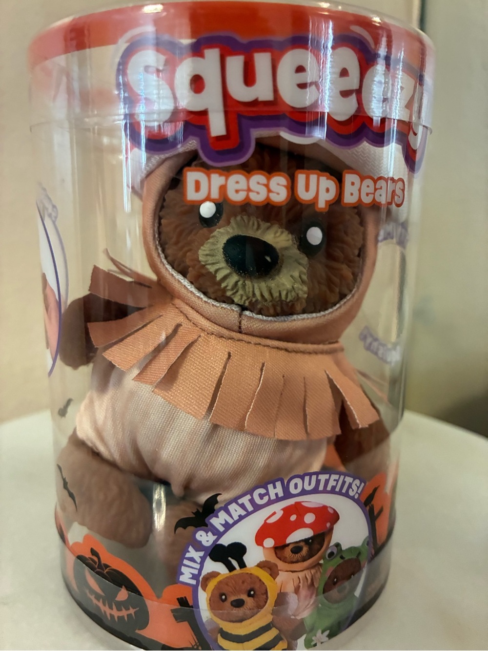 Squeeezy Dress Up Bears Toy - Peach Costume